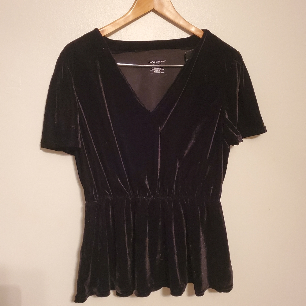 Velour v-neck top